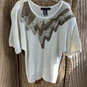 Vintage IB Diffusion Ivory Sweater Snake Skin Print Suede Large 90's Western